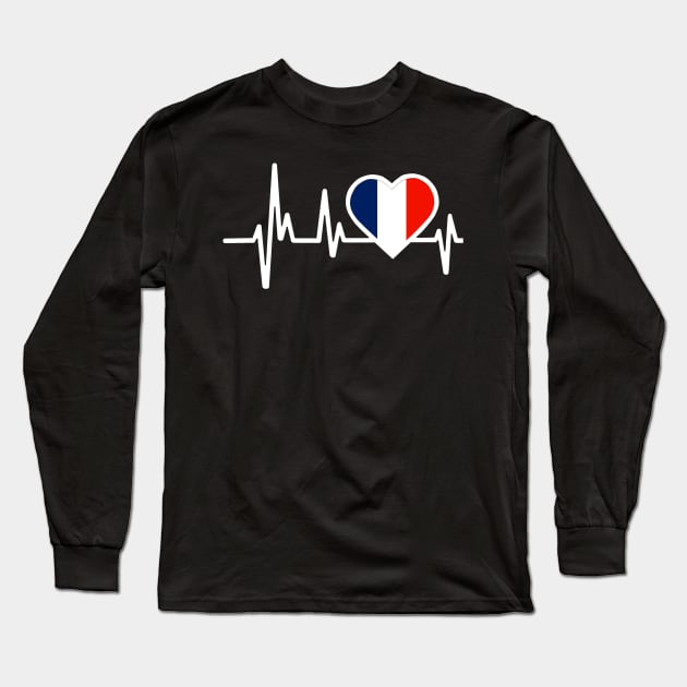 France Heartbeat Flag Long Sleeve T-Shirt by Dojaja